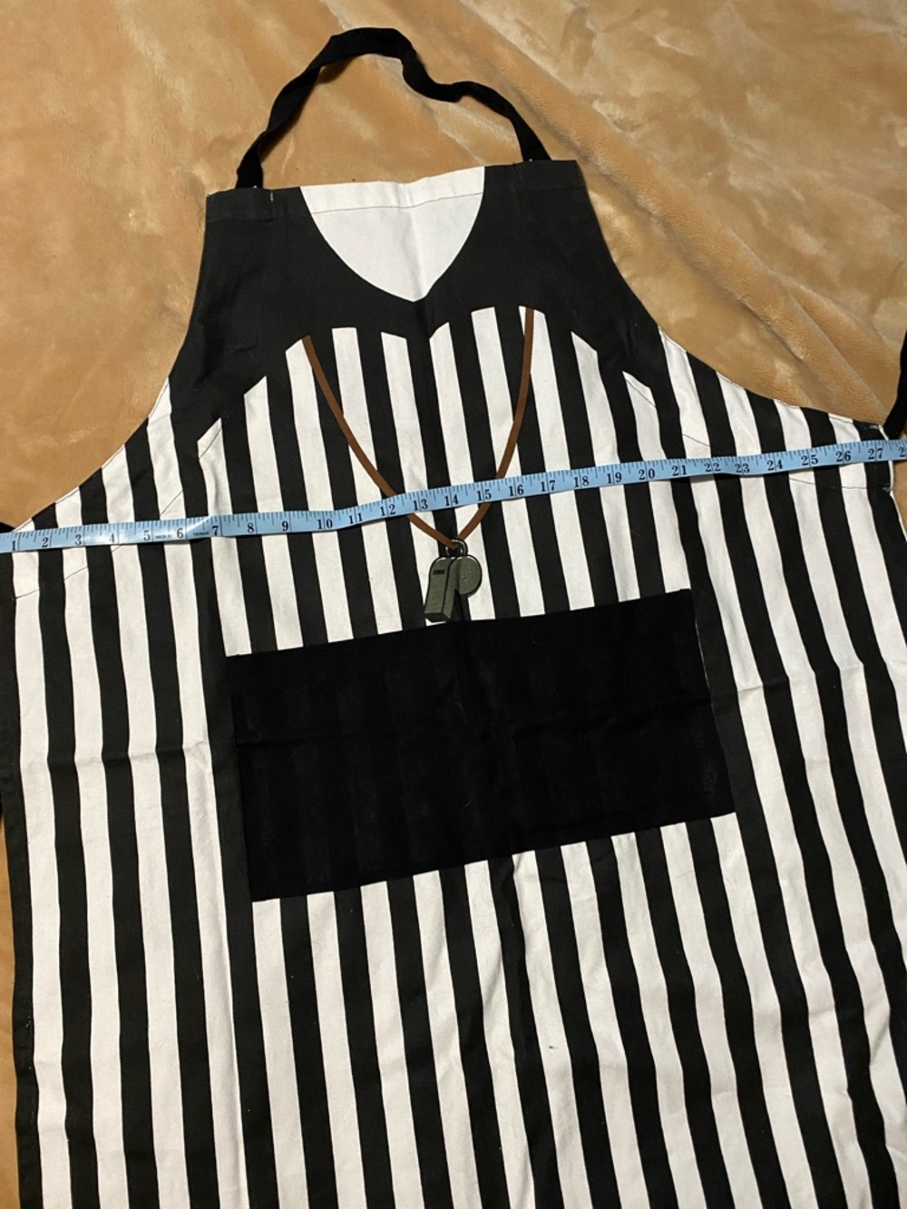 Black & White Vertical Stripe Referee Apron with Front Pocket